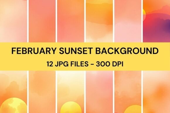 Download February Sunset Watercolor Background - Premium Resources