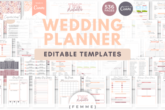 Download Wedding Planner Canva Templates | FEMME - Wedding planner Collection