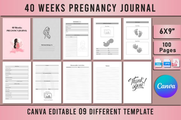 Download Editable 40 Weeks Pregnancy Journal for - Pregnancy Collection