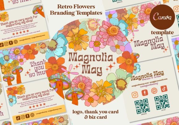 Download Retro Flower Branding Canva Templates - Branding canva templates Collection