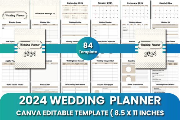 Download 2024 Wedding Planner Canva Templates - Wedding planner Collection