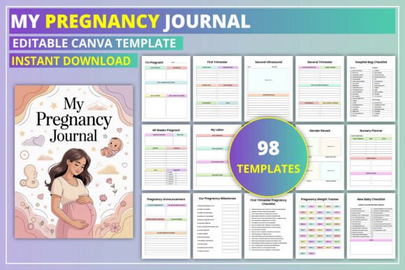 Download My Pregnancy Journal Canva Template - Pregnancy Collection