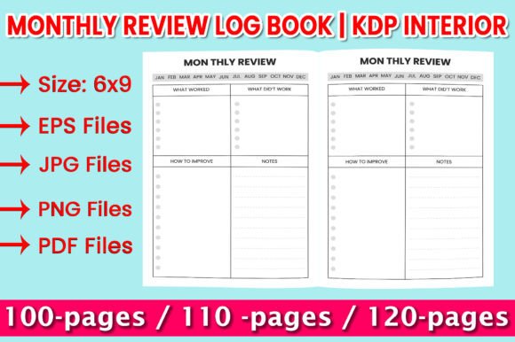 Download Monthly Review Log Book | KDP Interior - Log Collection
